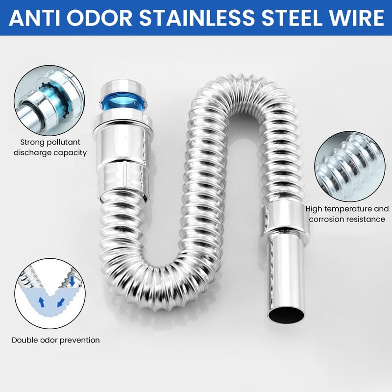 SUPVOX Supvox 2Pcs Extendable Sink Sewer Pipe Hose 39cm 1535 inches Flexible Electroplated ABS Sewer Water Hose AntiOdor Leakproof Sink Sewer Pipe Universal Sink Drain Hose for Kitchen Bathroom  - Image 3