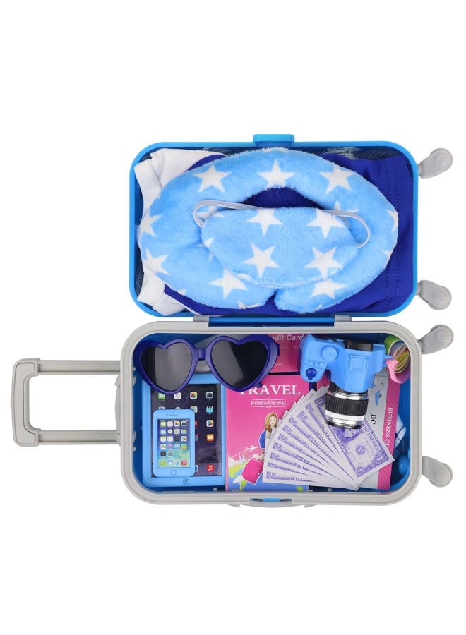 Ecore Fun 24 Pcs American 18 Inch Boy Doll Clothes and Accessories Suitcase Play Set Included Travel Carrier Clothes Camera Phone Travel Pillow Passport Tickets Cashes Credit Card Map - Image 3