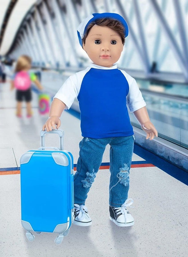 Ecore Fun 24 Pcs American 18 Inch Boy Doll Clothes and Accessories Suitcase Play Set Included Travel Carrier Clothes Camera Phone Travel Pillow Passport Tickets Cashes Credit Card Map - Image 5