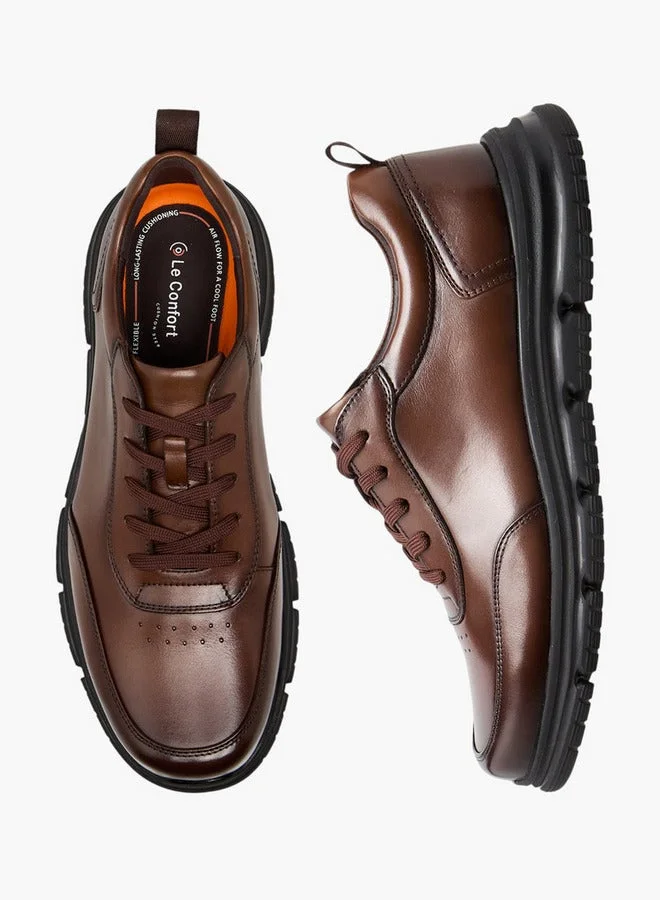 لو كونفورت Men Lace-Up Leather Loafers