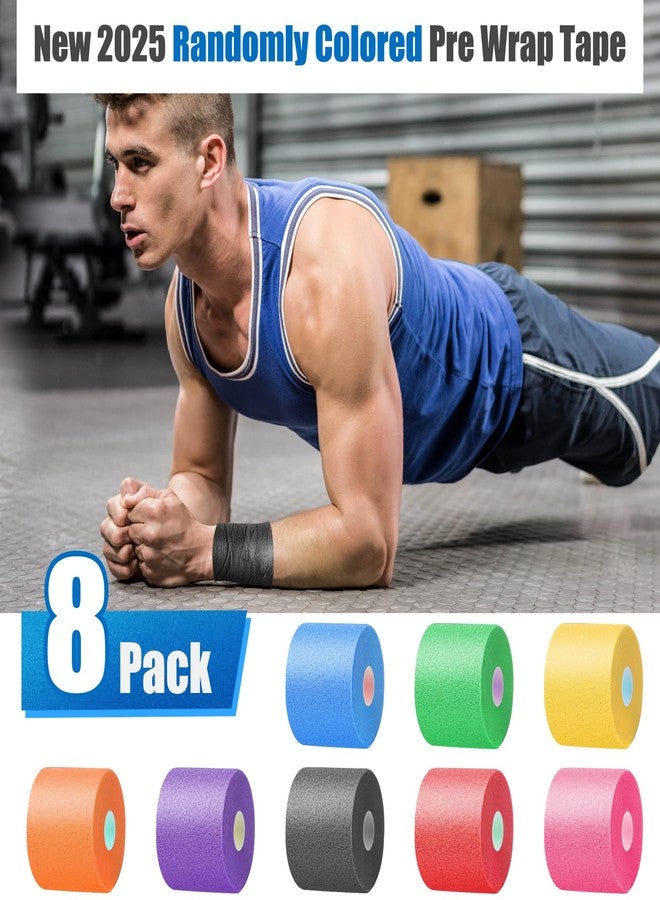 Aiythouy New 2025 8-Pack Randomly Colored Pre Wrap Tape, Premium Prewrap Athletic Tape for Hair Soccer, Sports Pre-Wrap Foam Underwrap Headbands - Image 2