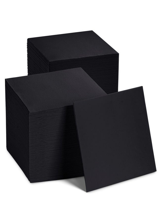NAPEREE Disposable Dinner Napkins Black Paper, 2-Ply Quilted Colored Black Napkins For Wedding, Reception, Party Or Event (200, 10" x 10") - Image 1