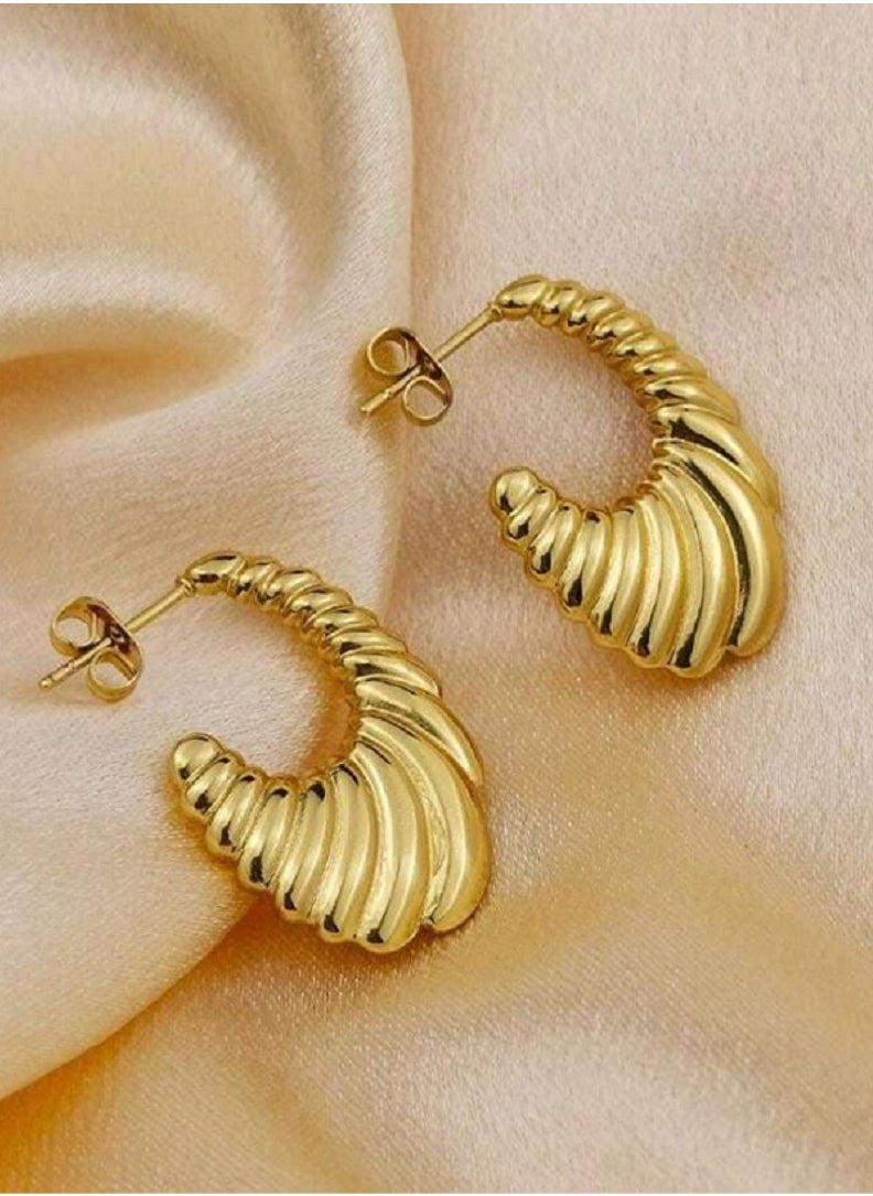 MANIKAN A Gold-plated stainless steel metal earrings for women, set of two pieces, a luxurious and elegant gift  - Image 4