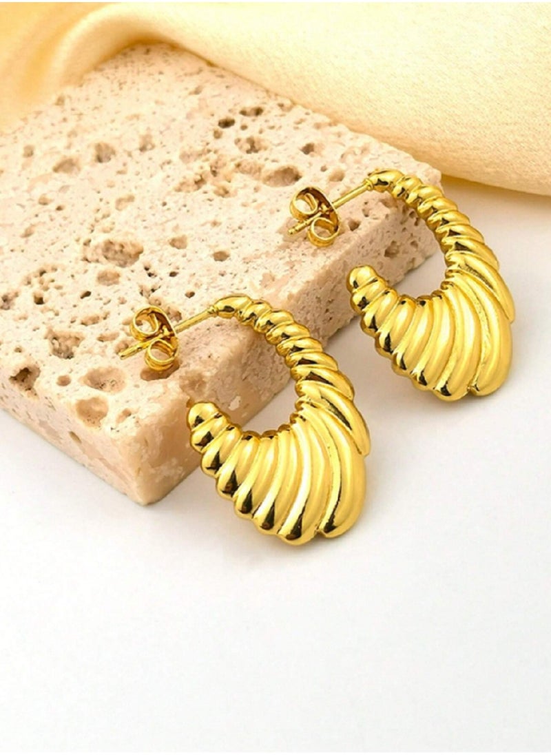 MANIKAN A Gold-plated stainless steel metal earrings for women, set of two pieces, a luxurious and elegant gift  - Image 5