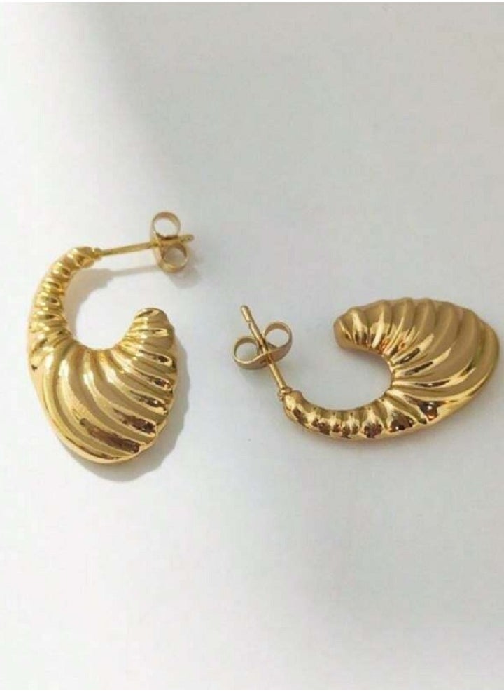 MANIKAN A Gold-plated stainless steel metal earrings for women, set of two pieces, a luxurious and elegant gift  - Image 1
