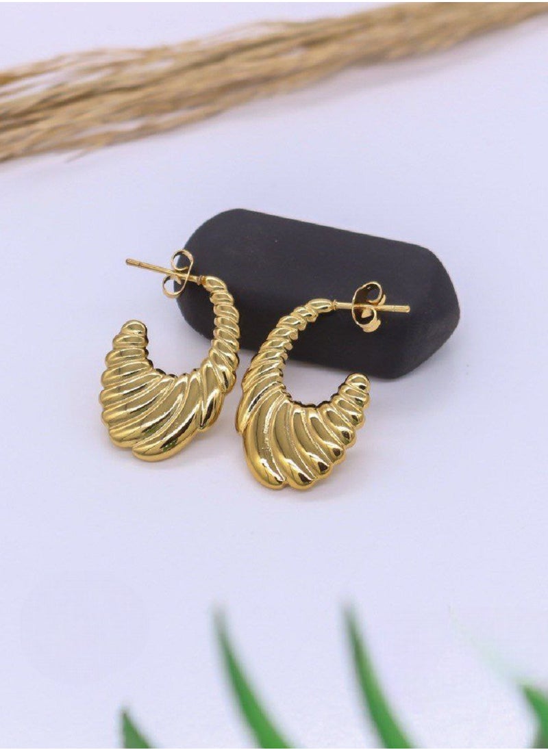MANIKAN A Gold-plated stainless steel metal earrings for women, set of two pieces, a luxurious and elegant gift  - Image 2