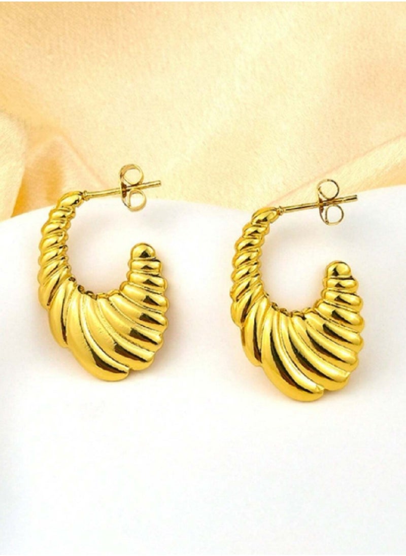 MANIKAN A Gold-plated stainless steel metal earrings for women, set of two pieces, a luxurious and elegant gift  - Image 3