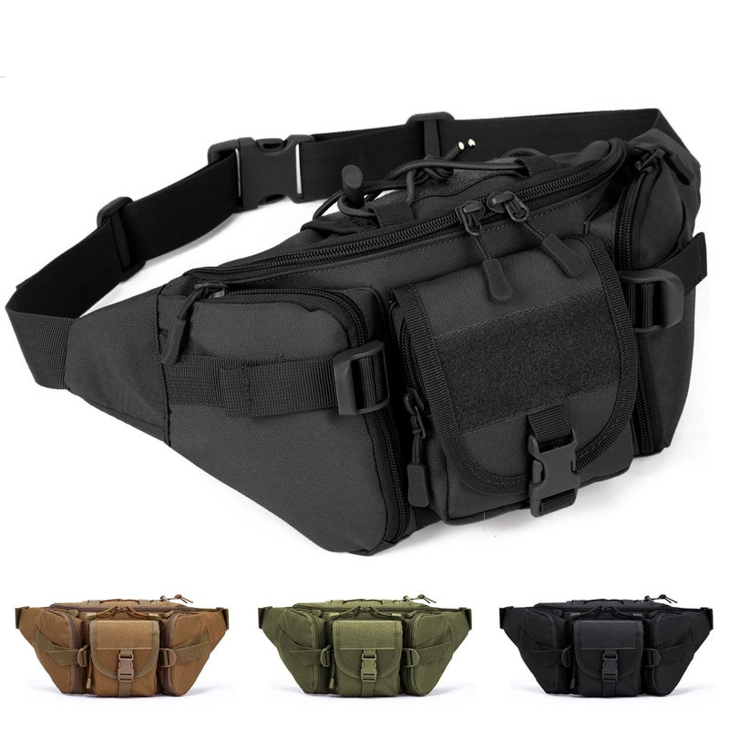 Mtgluk Tactical Fanny Pack Military Outdoor Waist Bag Belt Packs Hip Bumbag Utility Bags with Adjustable Strap for Cycling Hiking Hunting Black - Image 2