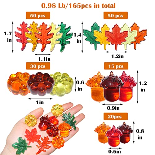 HADDIY Fall Vase Filler,165 Pcs Acrylic Pumpkin Leaves Acorn Gems Sensory Bin Fillers for Thanksgiving Centerpieces Table Decorations,Table Scatters,Preschool Counting and Thanksgiving Craft - Image 2