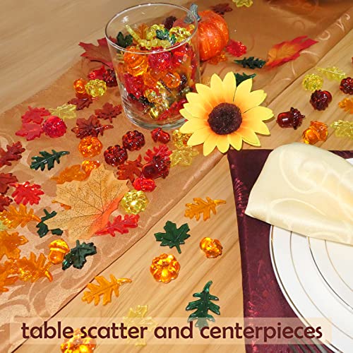 HADDIY Fall Vase Filler,165 Pcs Acrylic Pumpkin Leaves Acorn Gems Sensory Bin Fillers for Thanksgiving Centerpieces Table Decorations,Table Scatters,Preschool Counting and Thanksgiving Craft - Image 5