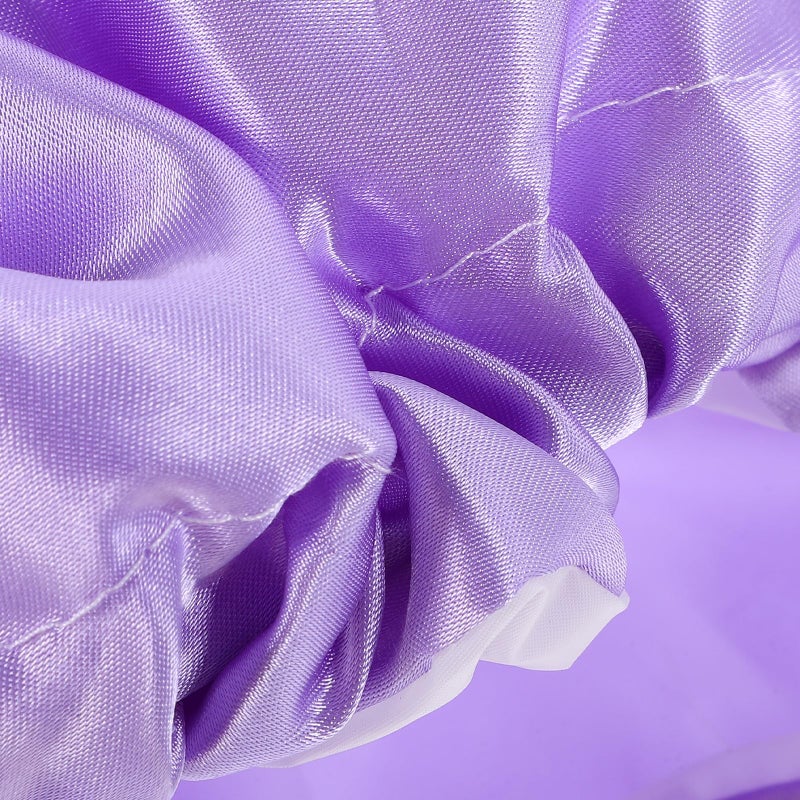 Satin Lined Adjustable Waterproof Shower Cap 2 Pack Reusable Bathing Hair Caps Purple - Image 5