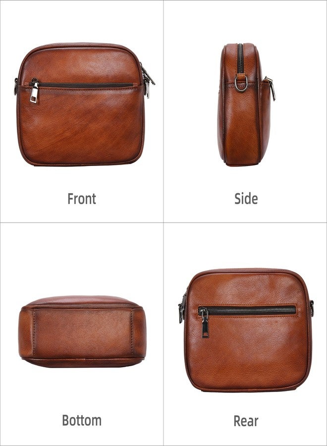 Iswee Brown Leather Crossbody Bags for Women Shoulder Purse and Handbags Real Leather Satchel Bag with Wide Strap (Brown) - Image 5