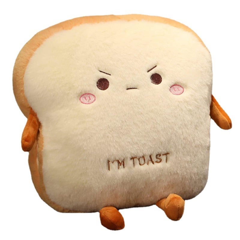 Goylmc Toast Bread Plush Pillow, Bread Stuffed Pillow,Food Plush Pillow with Hand Pocket Great Gift Choice for Kids Adults (15.7 * 13.7 in,Angry) - Image 1