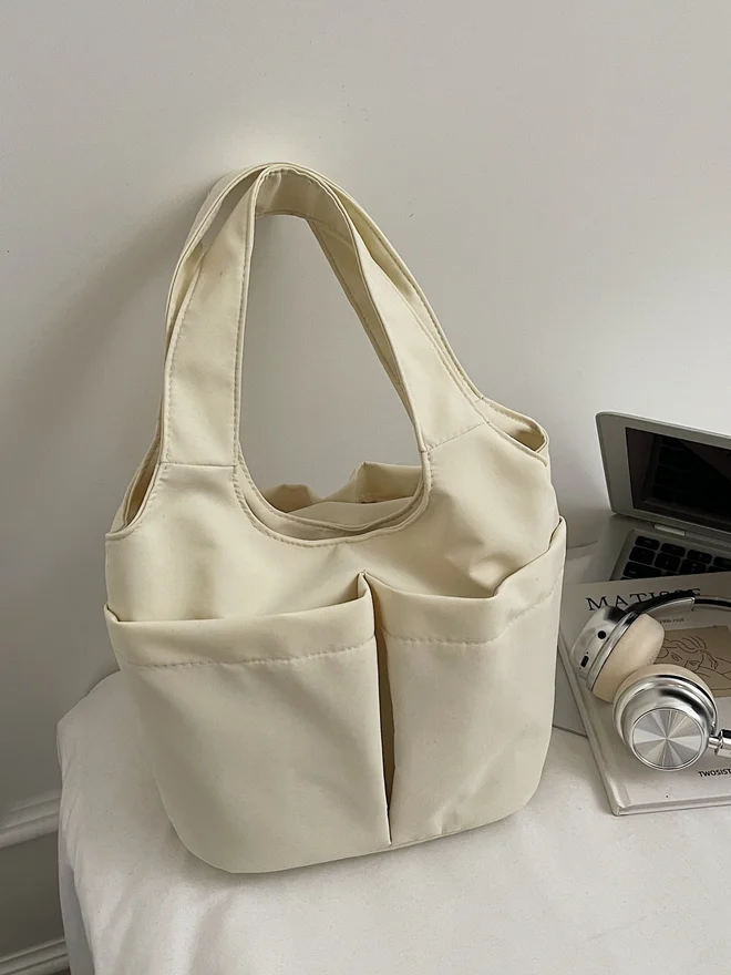 Styli White Shoulder Bag with Button Closure