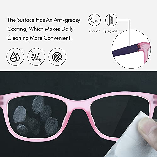 ZENOTTIC Kids Blue Light Blocking Glasses Anti Glare Lens Lightweight Frame Computer Eyeglasses for Boys and Girls(Pink) - Image 5