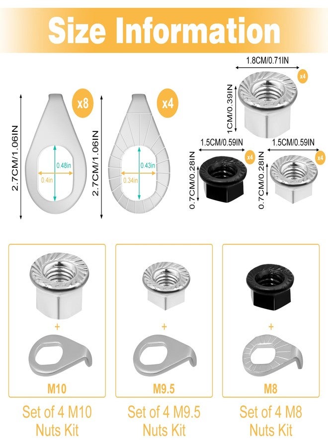 FOJOO Bike Axle Nuts & Safety Washers for Wheel Hubs, M8/M9.5/M10 - Image 2