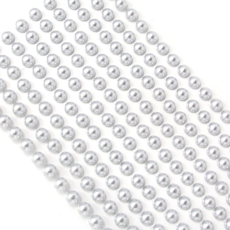 400 Self Adhesive Pearls 6mm Small Round Pearl Stick On Adhesive Beads Embellishment (Silver)