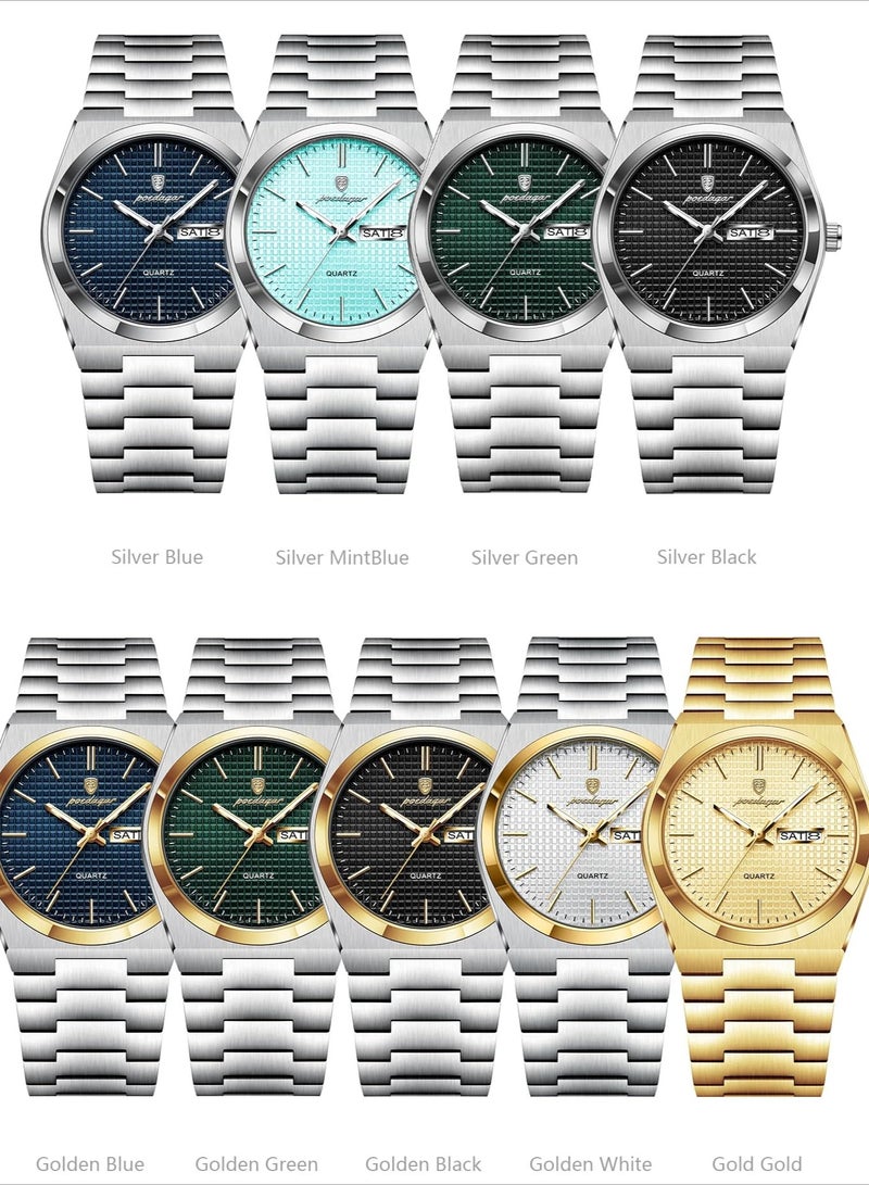 پوداجار ساعة الرجل ، مقاومة للماء مضيئة الرجال ساعة الكوارتز ، الرجال ساعات المعصم 40mm - Image 5