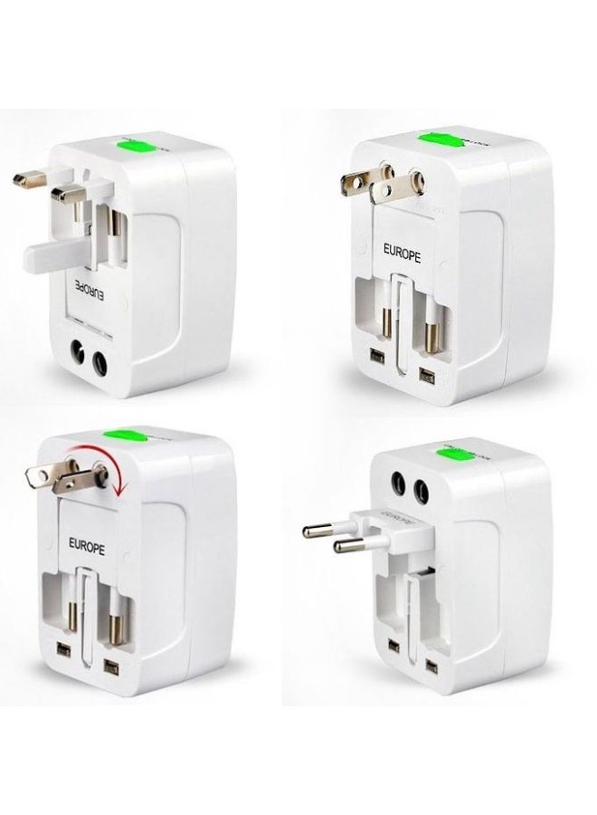 Universal Travel Adapter 13A/250V – Multi-Region Plug Converter for EU/UK/US/AUS with Built-In Surge Protection, Lock/Unlock Sliding Design, Compact Lightweight Charger Adapter for Home, Office & Worldwide Travel – White - Image 2