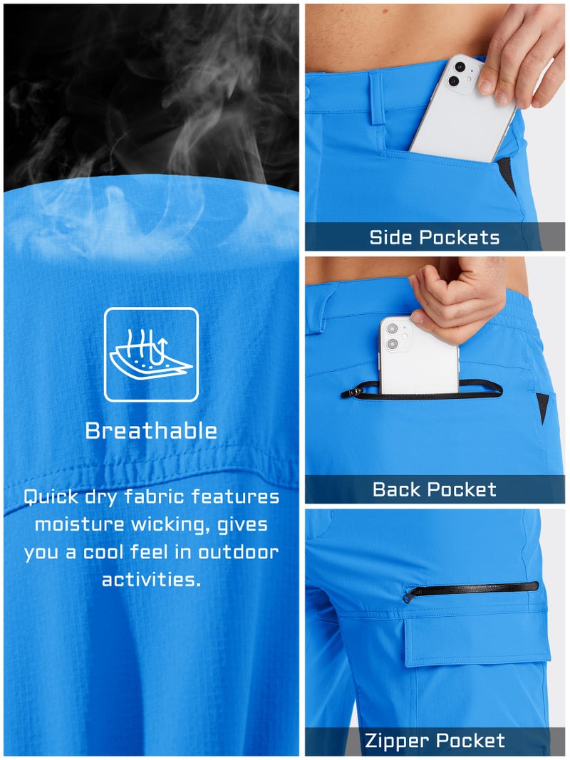 TACVASEN Mens Shorts 10" Outdoor Lightweight Quick Dry Summer Casual Fishing Travel Shorts with Zipper Pockets Azure, 30 - Image 5