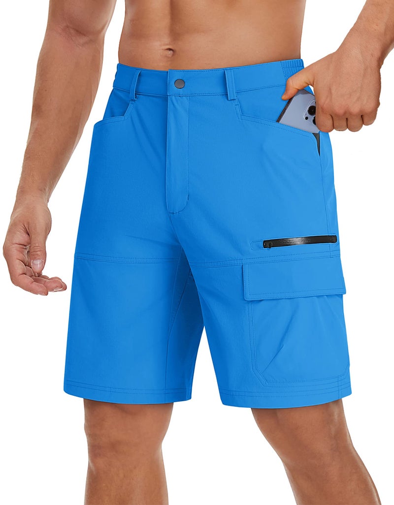 TACVASEN Mens Shorts 10" Outdoor Lightweight Quick Dry Summer Casual Fishing Travel Shorts with Zipper Pockets Azure, 30 - Image 2