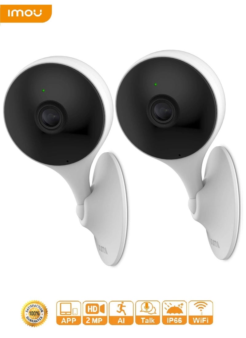 IMOU WiFi Security Camera/ Up to 256GB SD Card Support/ 1080P Full HD/ Human Detection/ 2-Way Audio/ Night Vision/ Abnormal Sound Alarm/ Baby & Pet Monitor/ Siren/ Alexa Google Assistant Cue2C  (2 Piece)  - Image 1