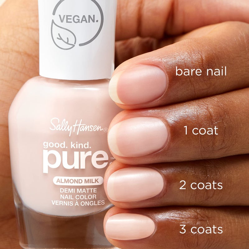 Sally Hansen Good. Kind. Pure. Nail Polish | Plant-Based, Vegan, 16-Free Formula | Sheer, Glossy | 20 Almond Milk | Sheer Nude Nail Color - Image 3