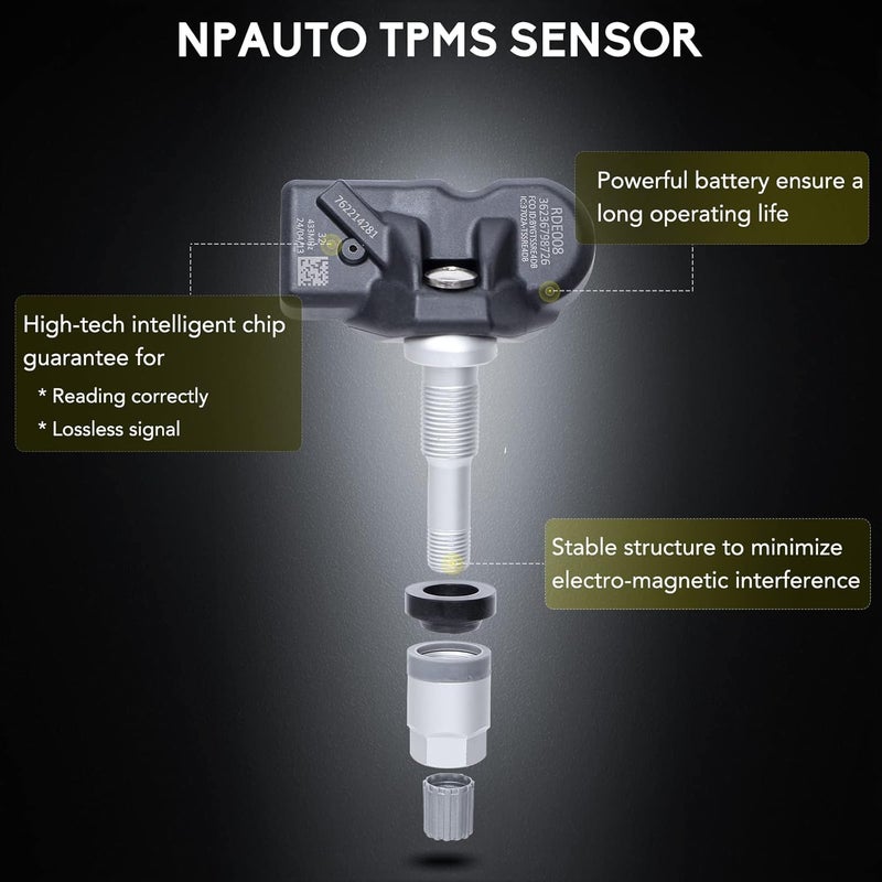 NPAUTO TPMS Sensor 4-Pack for BMW, Mini, Rolls-Royce - Tire Pressure Monitoring System - Image 3