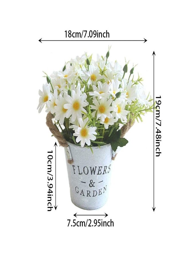 UUPP Potted Artificial Daisy Flowers Bonsai Silk Flowers with Pot Fake Flower Arrangements for Home Office Restaurant Table Windowsill Decor, White - Image 4