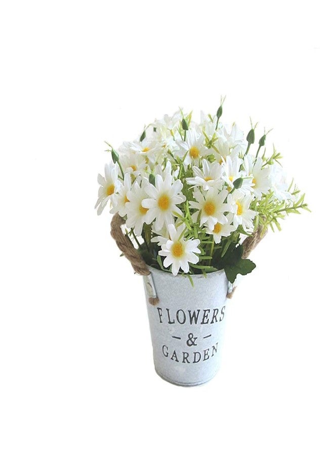 UUPP Potted Artificial Daisy Flowers Bonsai Silk Flowers with Pot Fake Flower Arrangements for Home Office Restaurant Table Windowsill Decor, White - Image 1