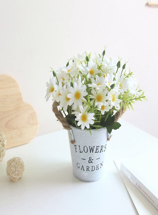 UUPP Potted Artificial Daisy Flowers Bonsai Silk Flowers with Pot Fake Flower Arrangements for Home Office Restaurant Table Windowsill Decor, White - Image 2
