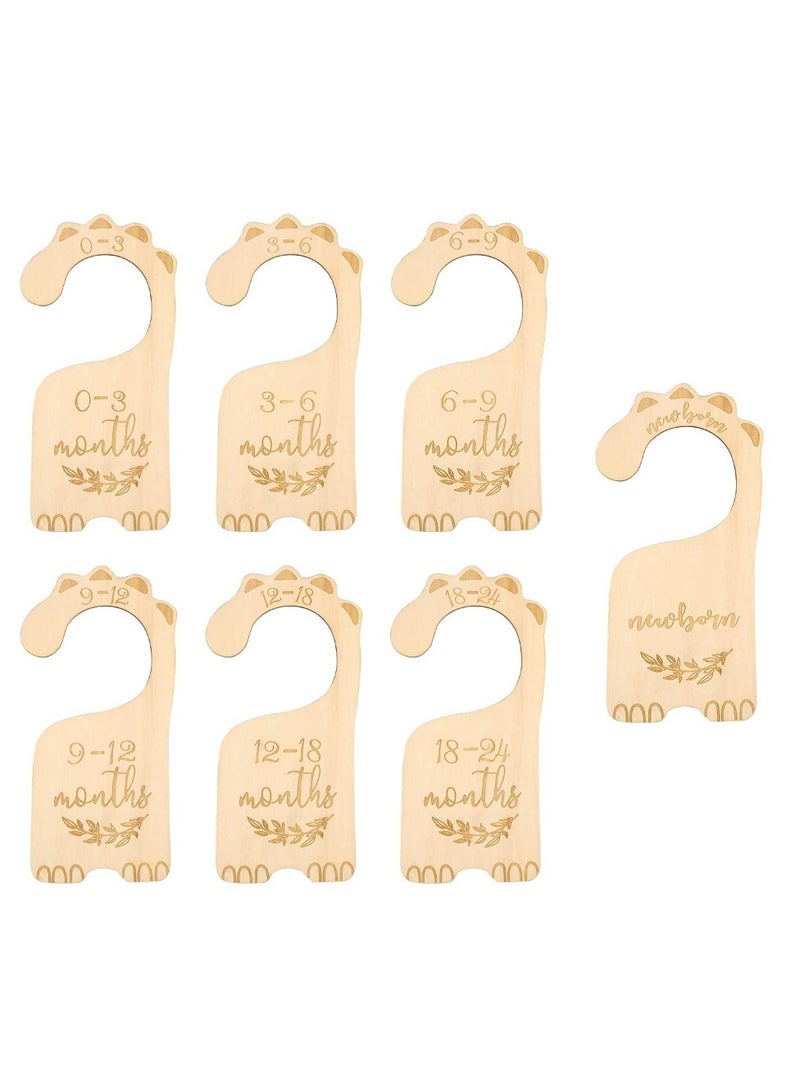 KASTWAVE Wooden Baby Closet Dividers 7 Pcs Baby Closet Size Divider Baby Cloth Organiser Baby Clothes Sorting Tags From Newborn Infant to 24 Months Boy Girl Nursery Decor - Image 1