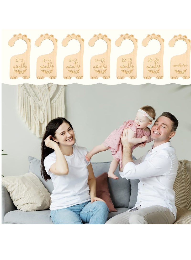 KASTWAVE Wooden Baby Closet Dividers 7 Pcs Baby Closet Size Divider Baby Cloth Organiser Baby Clothes Sorting Tags From Newborn Infant to 24 Months Boy Girl Nursery Decor - Image 2