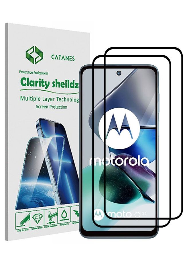 CATANES 2 Pack For Motorola Moto G23 Screen Protector Tempered Glass Full Glue Back - Image 1