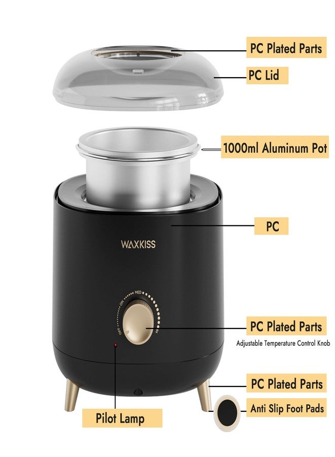 Wax Bear Large-Capacity Wax Warmer for Hair Removal – 1000 ml Wax Heater with Adjustable Temperature Control, Ideal for Salon & At-Home Use (Black - Image 5