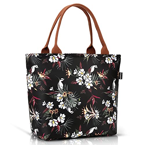 Gloppie Lunch Bag Women Insulated Lunch Box for Women Leakproof Lunch Tote White Flower - Image 1