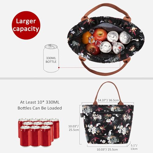 Gloppie Lunch Bag Women Insulated Lunch Box for Women Leakproof Lunch Tote White Flower - Image 3