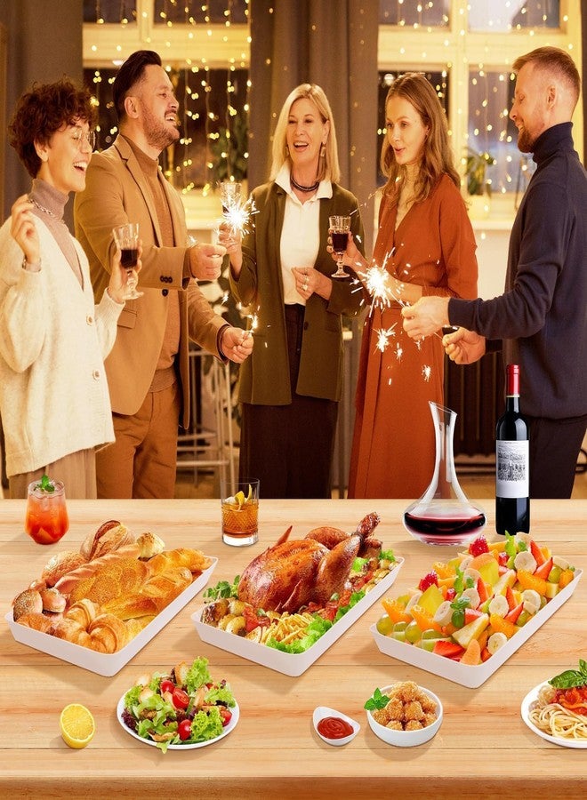 WOWBOX 2 pcs Serving Tray for Entertaining, Serving Platters for Fruit, Cookies, Dessert, Snacks, Reusable Plastic Trays for Serving Food and Pantry Organization in Kitchen & for Parties - Image 5