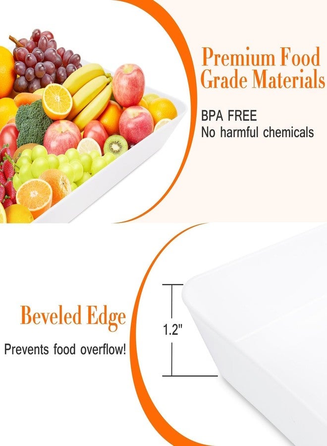 WOWBOX 2 pcs Serving Tray for Entertaining, Serving Platters for Fruit, Cookies, Dessert, Snacks, Reusable Plastic Trays for Serving Food and Pantry Organization in Kitchen & for Parties - Image 3