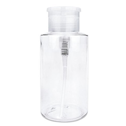 Pana 10oz Clear Push Down Pump Dispenser Empty Refillerble Bottle with Flip Top Cap - for Nail Polish, Travel, Cosmetics Packaging - Image 1