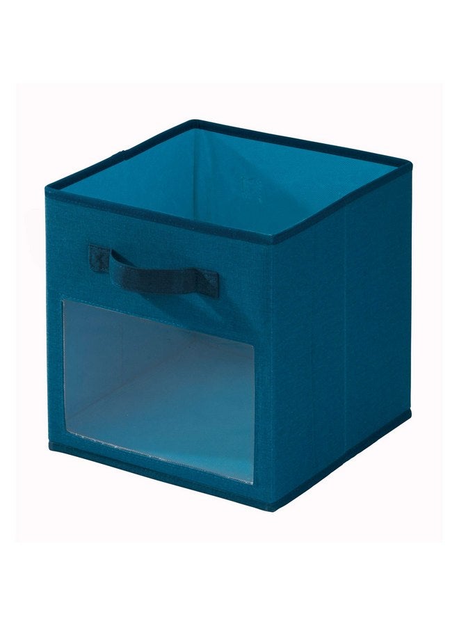 إنترديزاين سلة تخزين قماشية مكعبة من iDesign Emmy، حاوية سلة صغيرة بمقابض جانبية مزدوجة للخزانة وغرفة النوم والألعاب والحضانة - أزرق - Image 2