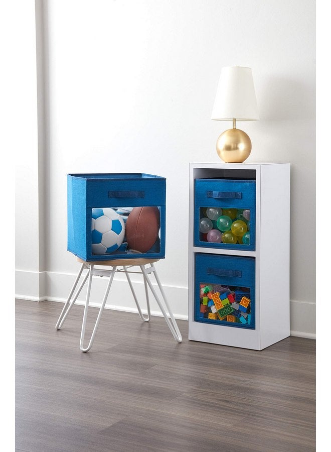 إنترديزاين سلة تخزين قماشية مكعبة من iDesign Emmy، حاوية سلة صغيرة بمقابض جانبية مزدوجة للخزانة وغرفة النوم والألعاب والحضانة - أزرق - Image 3