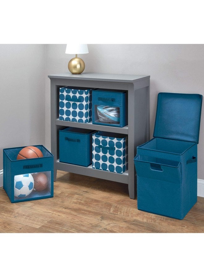 إنترديزاين سلة تخزين قماشية مكعبة من iDesign Emmy، حاوية سلة صغيرة بمقابض جانبية مزدوجة للخزانة وغرفة النوم والألعاب والحضانة - أزرق - Image 4