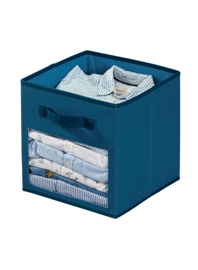إنترديزاين سلة تخزين قماشية مكعبة من iDesign Emmy، حاوية سلة صغيرة بمقابض جانبية مزدوجة للخزانة وغرفة النوم والألعاب والحضانة - أزرق - Image 1
