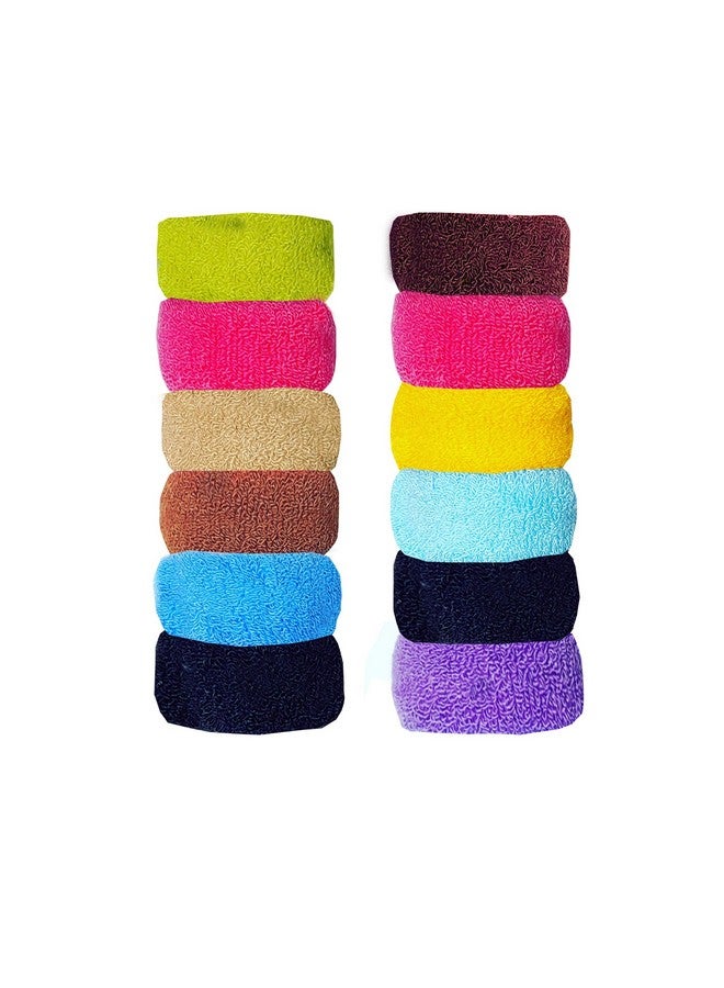 TRIPIN Thick Rubber Bands Hair Band Cottonthread, Extra Soft Colorful Bun Ponytail Holders for Girls and Women Multi-Colored (8CM) - Pack of 12 (Multi Color) - Image 1