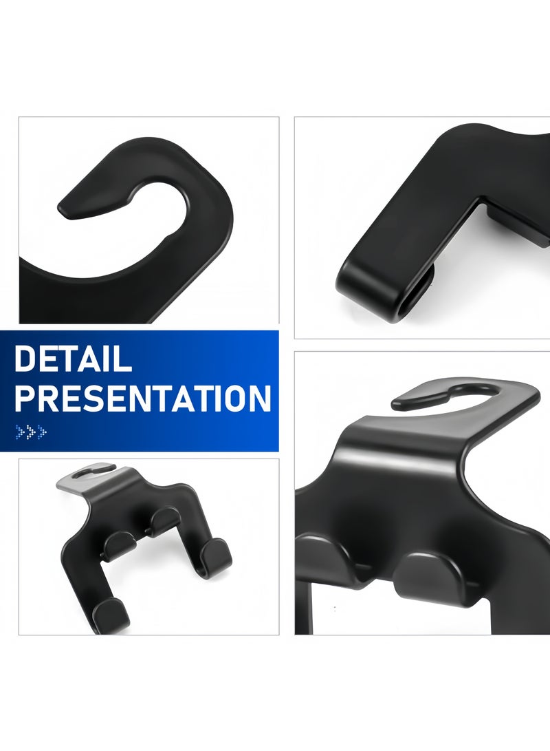 4 خطافات لمسند رأس المقعد الخلفي، خطافات مقعد سيارة 2 في 1، عبوة من 4 خطافات أنيقة باللون الأسود لحقائب اليد والملابس والمعاطف وحقائب التسوق وغيرها من الملحقات الداخلية - Image 3