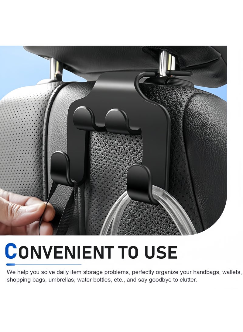 4 خطافات لمسند رأس المقعد الخلفي، خطافات مقعد سيارة 2 في 1، عبوة من 4 خطافات أنيقة باللون الأسود لحقائب اليد والملابس والمعاطف وحقائب التسوق وغيرها من الملحقات الداخلية - Image 4