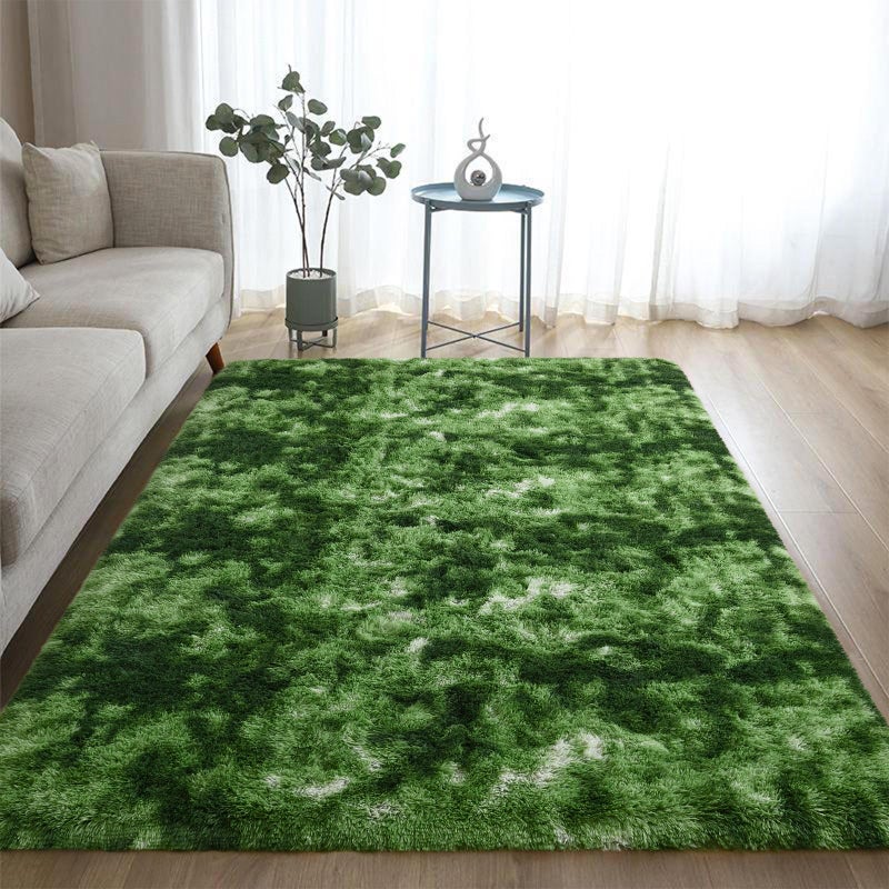 DweIke Fluffy Dark Green Rugs for Bedroom Living Room, 4x6 Feet Soft Plush Shaggy Tie-Dyed Forest Moss Green Girls Boys Kids Rug, Non-Slip and Machine Washable Carpet for Dorm Nursery Decor - Image 5