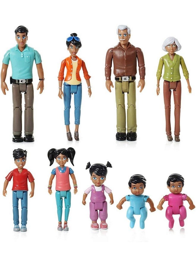 Beverly Hills Doll Collection Sweet Li'l Family Hispanic Dollhouse People Set of 9 Action Figure Set - Grandpa, Grandma, Mom, Dad, Sister, Brother, Toddler, Twin Boy & Girl - Image 1