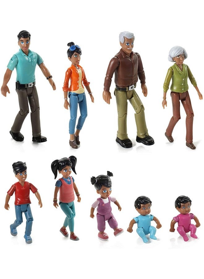 Beverly Hills Doll Collection Sweet Li'l Family Hispanic Dollhouse People Set of 9 Action Figure Set - Grandpa, Grandma, Mom, Dad, Sister, Brother, Toddler, Twin Boy & Girl - Image 3